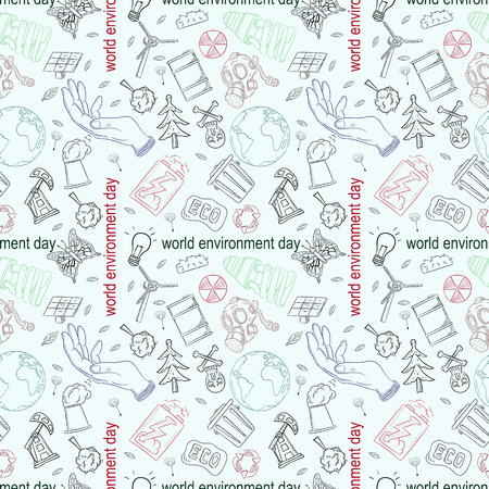 contour seamless pattern illustration for the design of various objects of human life the theme of world environment day, pollution problemsのイラスト素材