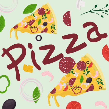cover background illustration, on the theme of Italian pizza cuisine, for decoration and design vector EPS 10のイラスト素材