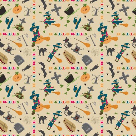 Halloween seamless pattern in the style of childrens illustration, for registration of a design at a gala event vector EPS 10のイラスト素材