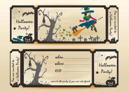design layout invitation card for a party in flat style on the theme of the holiday all saints eve, Halloween vector EPS 10のイラスト素材