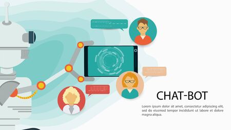 Banner, Virtual Help Chatbot, holding a phone with users in a mechanical hand , For a Website Or...