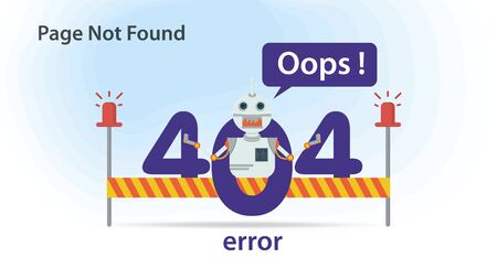 Oops, 404 error, page not found , Flat illustration, Internet connection problems, small robot icon,...