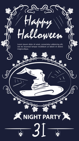 Vintage invitation label, for the Halloween holiday, candle in a frameのイラスト素材