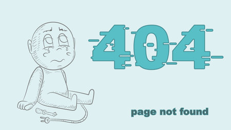 error 404 page not found, contour illustration of a small chibi who sits next to a screwdriver and a broken wire, for designのイラスト素材