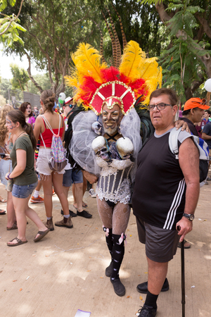 Tel Aviv, Israel, June 03, 2016: Members of the traditional yearly pride parade poses for the photographer in Tel Aviv, Israelのeditorial素材