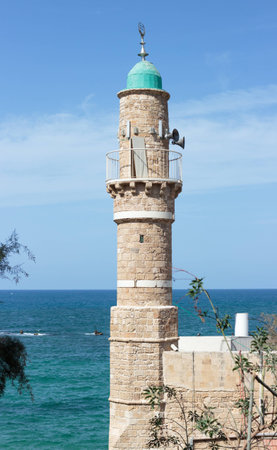 Al-Bahr Mosque in old city Yafo, Israelの写真素材