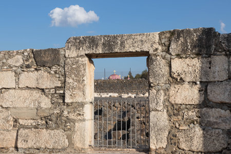 Remains of the White Synagogue in Capernaum (Cafarnaum).の写真素材