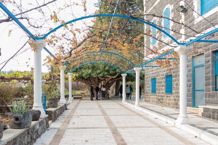 Capernaum (Cafarnaum), Israel - January 01, 2017 : Alley in Greek Orthodox monastery of the twelve apostles in Capernaum (Cafarnaum).のeditorial素材