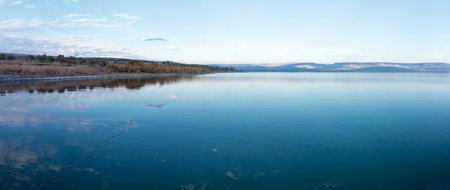 Panorama Sea of Galilee (Kineret) near Capernaum (Cafarnaum).の写真素材
