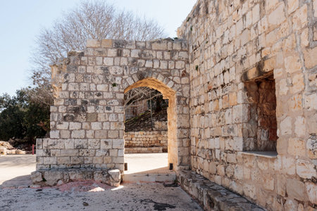 Remains of walls and buildings in the Yehiam fortress.Yehiam is situated next to the ruins of the Ottoman-era castle of Jiddin, built on top of the 13th-century Crusader castle of Judin.の写真素材