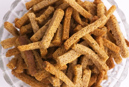 Dried salted bread close-up