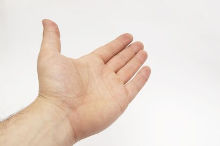 Opened left palmの写真素材