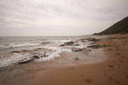 One of the beautiful secluded beaches on Corfu island, Greeceの写真素材