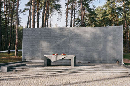 KYIV, UKRAINE - NOVEMBER 11, 2016: National Historic Memorial Complex "Bykivnia graves". The wall with names of 3435 Polish officers and citizens murdered by Soviet NKVD in 1940 yearのeditorial素材