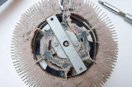 Close-up of Fan Heater with Dust on Heating Element â Dirty Home Appliance Detailの写真素材
