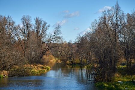 the river in sonechny bright autumn dayの写真素材