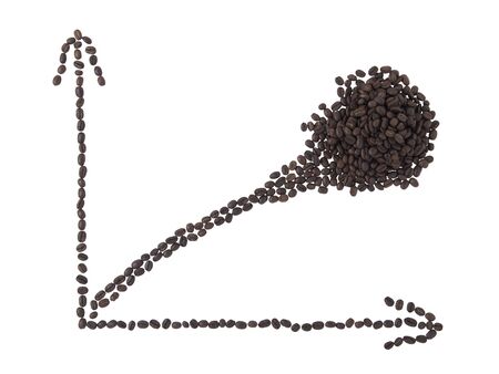 Graph of coffee beans isolated on a white backgroundの写真素材