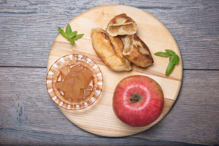 Ripe apple, jam, pies with jamの写真素材