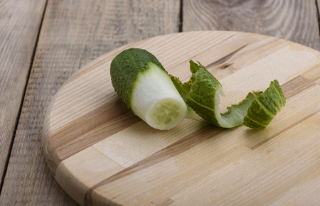 Curls of peelings cucumberの写真素材