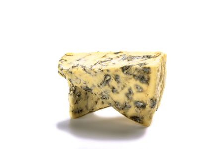 Cheese with mold isolated on white background. Cheese with mold isolated on white background. Copy space. Blue cheese. Border designの写真素材