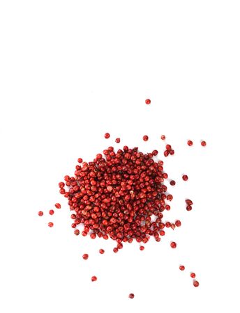 Red hot pepper peas isolated on a white background. Copy space. Top viewの写真素材
