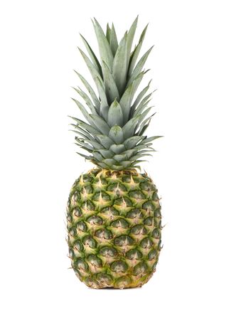 Beautiful ripe pineapple isolated on a white background. Close up. Copy space.の写真素材