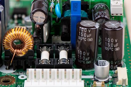 Various electronic components on the electronic board. Close up.の写真素材