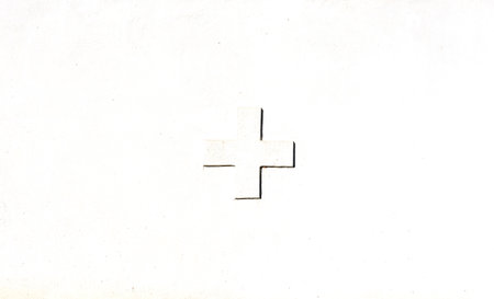 Bas-relief in the form of a cross on a concrete wall. Full frame part of a wall with a cross. Copy...