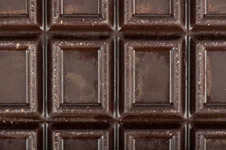 Full frame close-up of a bar of chocolate as an abstract background. copyspace.