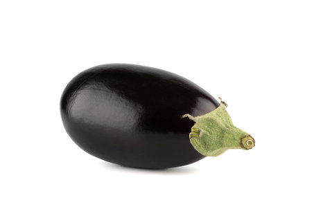 Ripe whole unpeeled eggplant on a white background.の写真素材