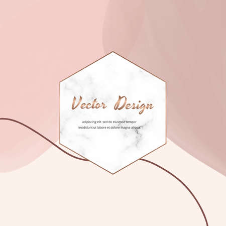 Square banner with nude abstract freehand brush stroke watercolor shapes and marble frameのイラスト素材