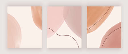 Abstract mid century design backgrounds with watercolor shapes