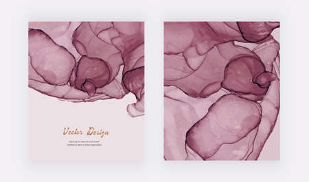 Red alcohol ink texture covers. Abstract hand painted watercolor background.のイラスト素材