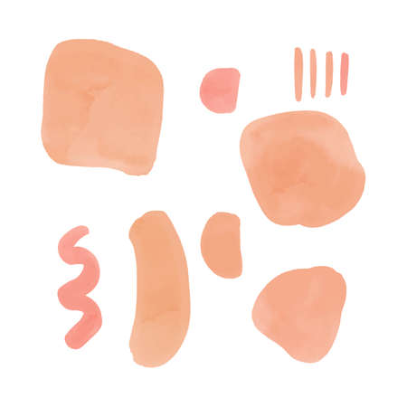 Abstract nude brush stroke watercolor shapes. Modern washes design elements.のイラスト素材