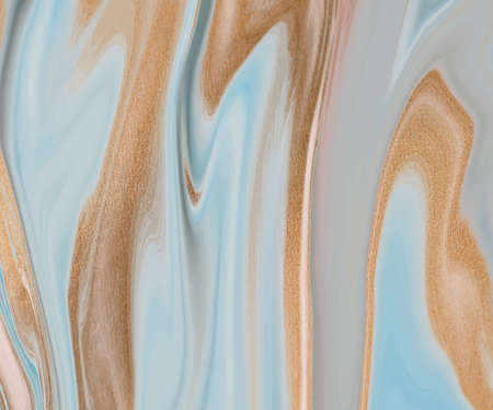 Blue with orange liquid ink painting abstract background.のイラスト素材