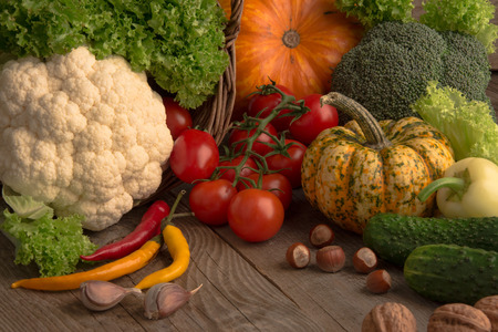 Vegetables Autumn gifts horizontal photo,の写真素材