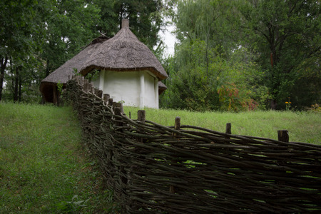 old ukrainian wicker fenceの写真素材