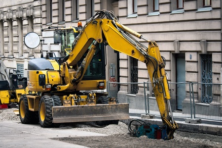Industrial digger in the city
