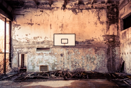 Basket ball room in Chernobylのeditorial素材