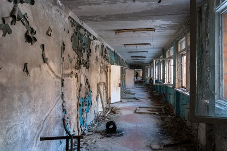 Abandoned corridor in pripyat school 2012