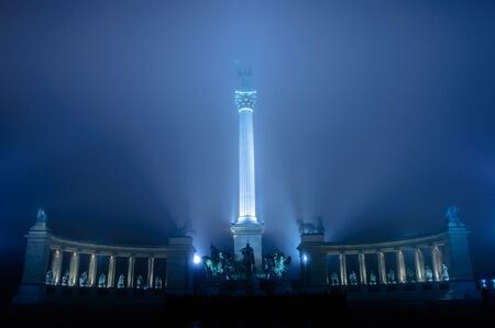 Heroes square by night in Budapest