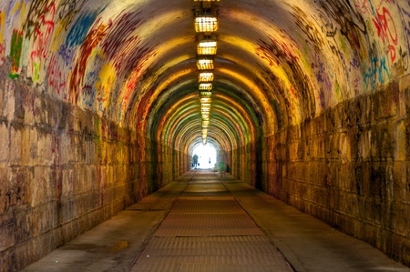 Urban underground tunnel  with lightのeditorial素材