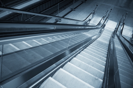 Moving escalator in the business center of a cityのeditorial素材