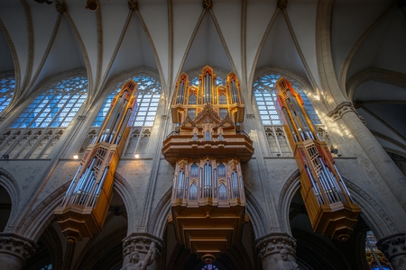 BRUSSELS, BELGIUM-NOVEMBER 23, 2014: The Cathedral of St. Michael and St. Gudula, 1000 year old...