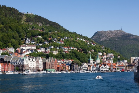 Bergen harbor in the summerの写真素材