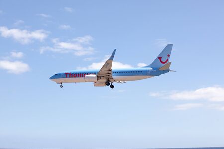 Arrecife Airport, Spain, 24.03.2013. A Thomson landing at the Airportのeditorial素材