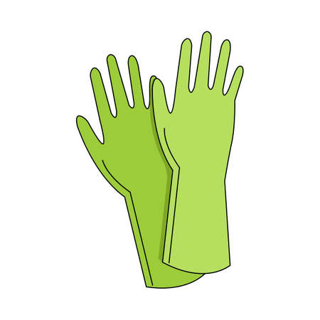 vector illustration gardening gloves in green colorのイラスト素材
