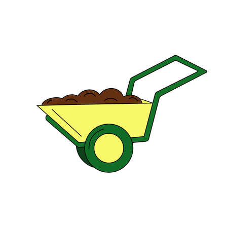 vector illustration garden cart with earthのイラスト素材