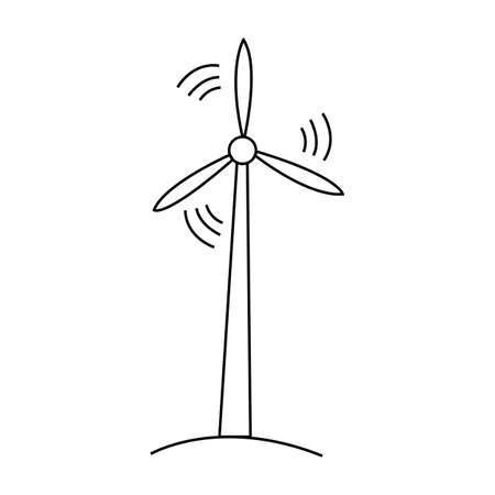 vector illustration wind farm in doodle styleのイラスト素材