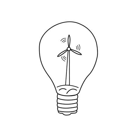 vector illustration wind farm in doodle styleのイラスト素材